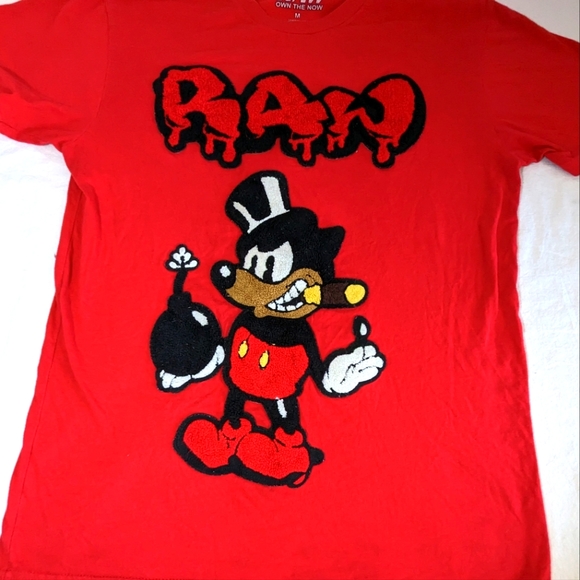 RAWYALTY BOMB RAW DRIP RED CHENILLE TEE-RED Medium - Picture 1 of 9